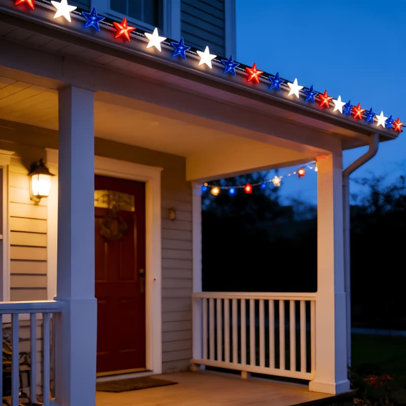 TEMU String Lights In Red, White, And Blue, Solar Energy, Ideal For Patriotic Decorations, Great For Celebrations On The , Memorial Day, And For Enhancing Gardens, Yards, Or Patio