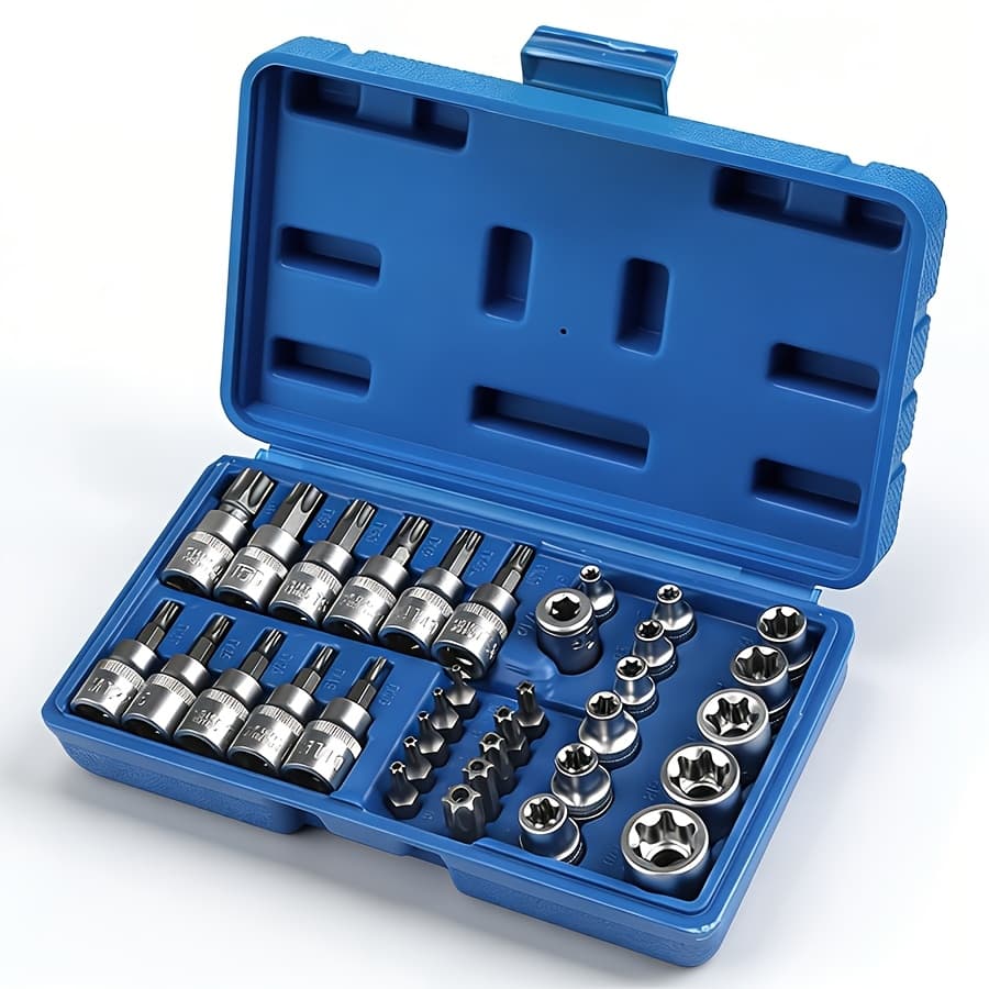TEMU 34pcs Star-shaped Socket Set, Automotive Repair Tool Kit, Professional Automotive Repair Socket Set, Automotive Repair Accessories
