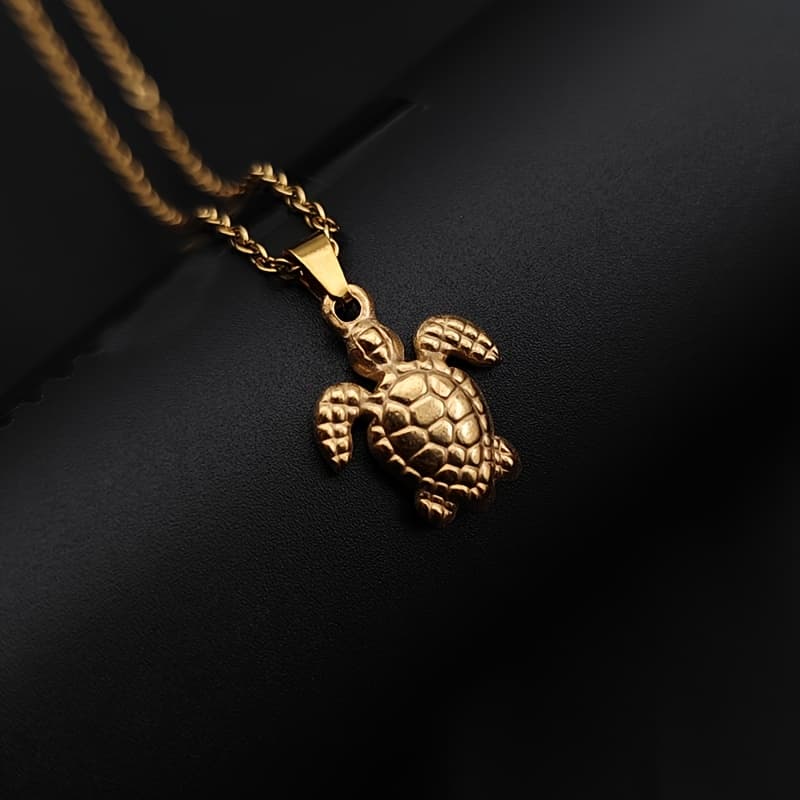 TEMU An Exquisite Turtle-shaped Pendant Necklace Made Of Stainless Steel, Featuring A Marine Beach Style. A Must-have For Casual Vacation Looks, Gift For Or Brothers, And A For Daily