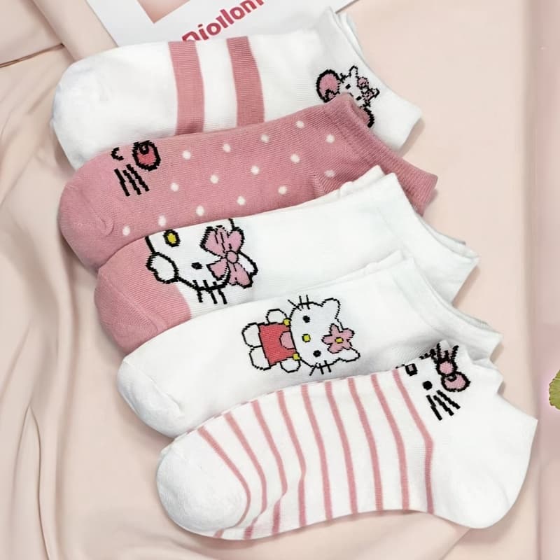 TEMU 5 Pairs Cartoon Cute Sweet Short Socks, Comfortable Soft Socks, Wear, Best Socks, Suitable For Daily Outfits