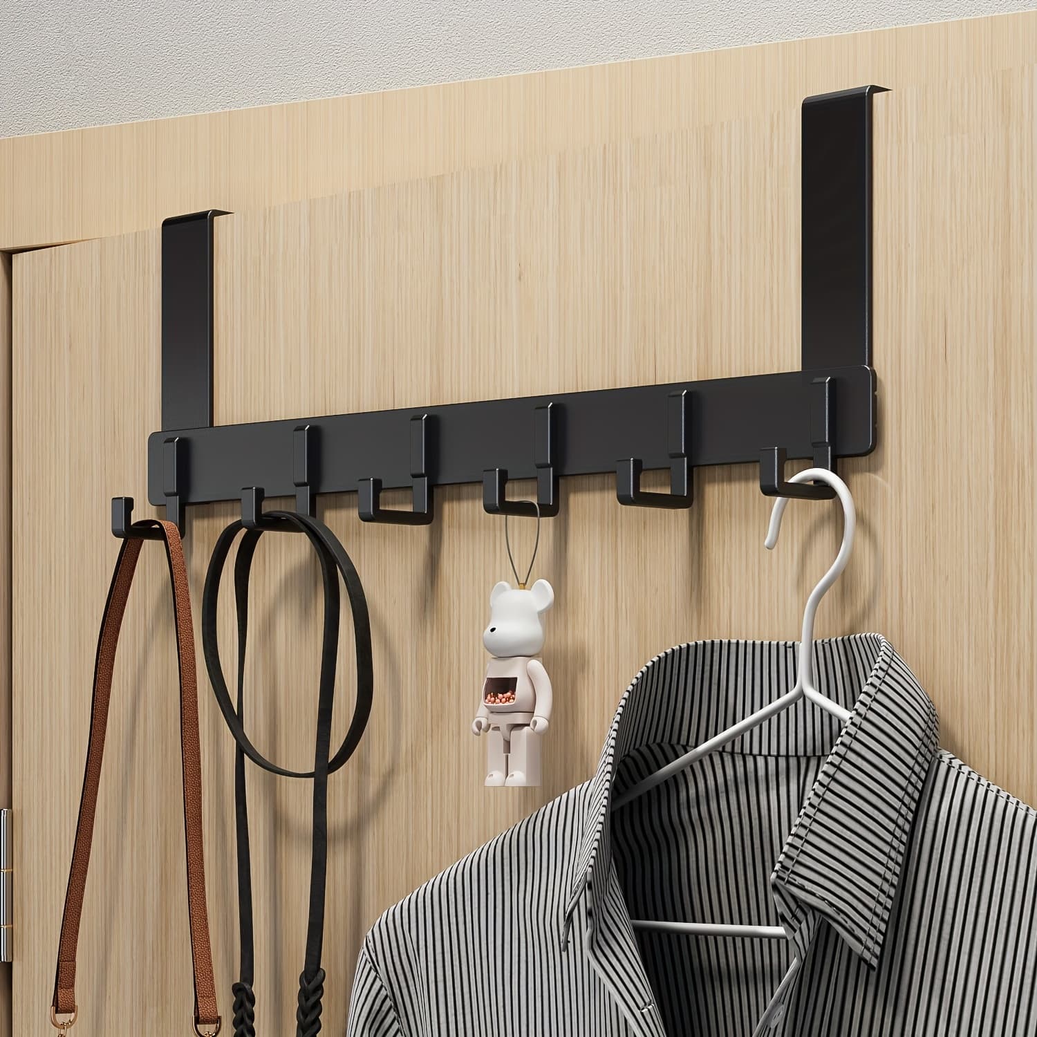TEMU [multi-hook No-drill Door Back Hanger] Bathroom Kitchen Bedroom Multi-use Storage Rack, Easy Wall-mounted Hook Towel Coat Hanging Rack Home Decor