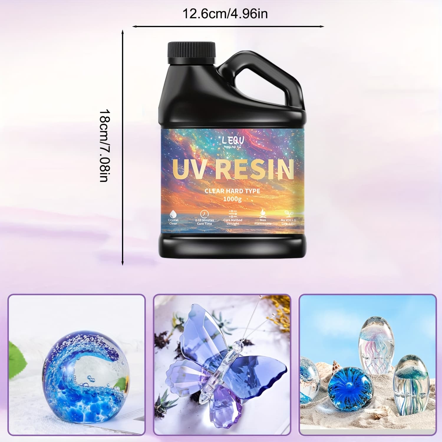 TEMU 1000g Resin, Upgraded Hard Epoxy Resin Adhesive, Low-odor Transparent Solar-cured Sun-activated Resin, Used For Jewelry Making, Craft Decoration, Molds, Casting And Coating