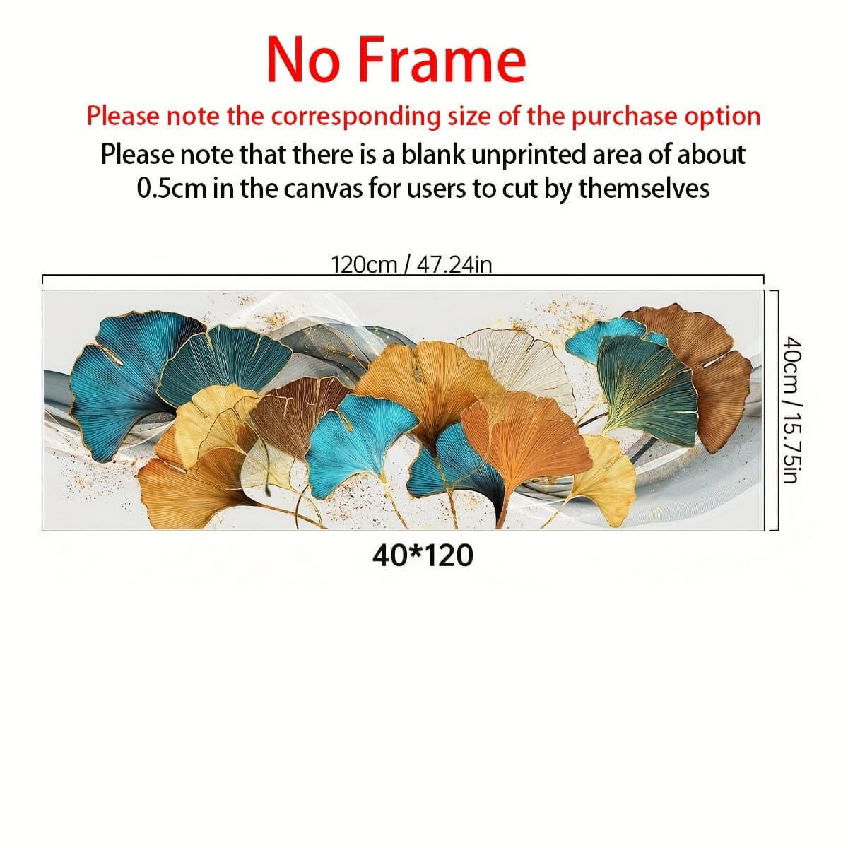 TEMU 2d Flat, 2d Flat, 1pc Abstract Ginkgo Leaves Canvas Painting Wall Art Prints Decorative Picture For Living Room Bedroom Decor (no Frame)