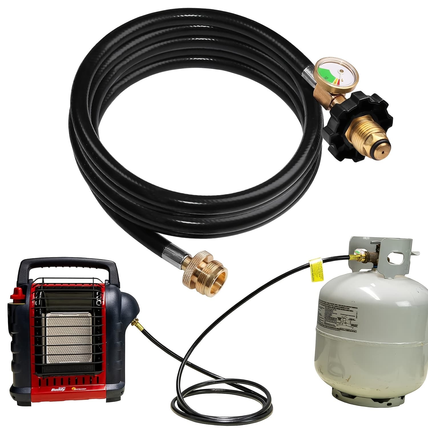TEMU Buddy Series Hose Assembly - 4ft/10ft Propane Adapter Hose, 1lb To 20lb Adapter Converts 1lb Appliances To 5-40lb Tanks, Hose For Q, Buddy Heaters And More Model# F273704