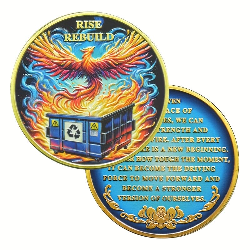 TEMU 1pc Of Phoenix Commemorative Coin Rise Rebuild Coin