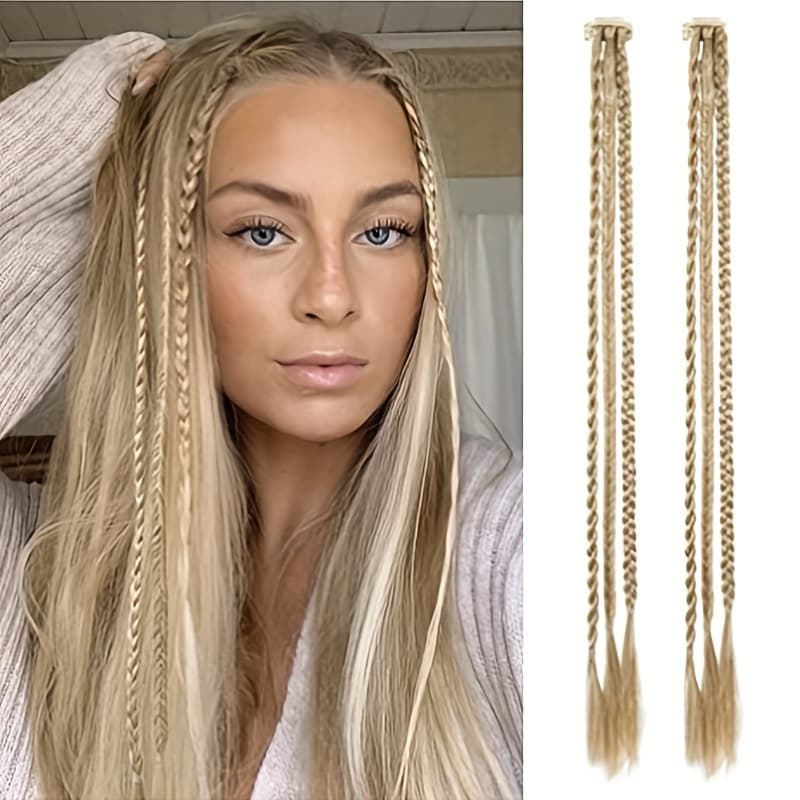TEMU Braid Extensions 1pc Clip In Hair Extensions Braid, 3 Braids On , 22 Inches (. 55.9cm) Long Synthetic Hair Pieces, Suitable For Women Daily Wear (dark Brown)