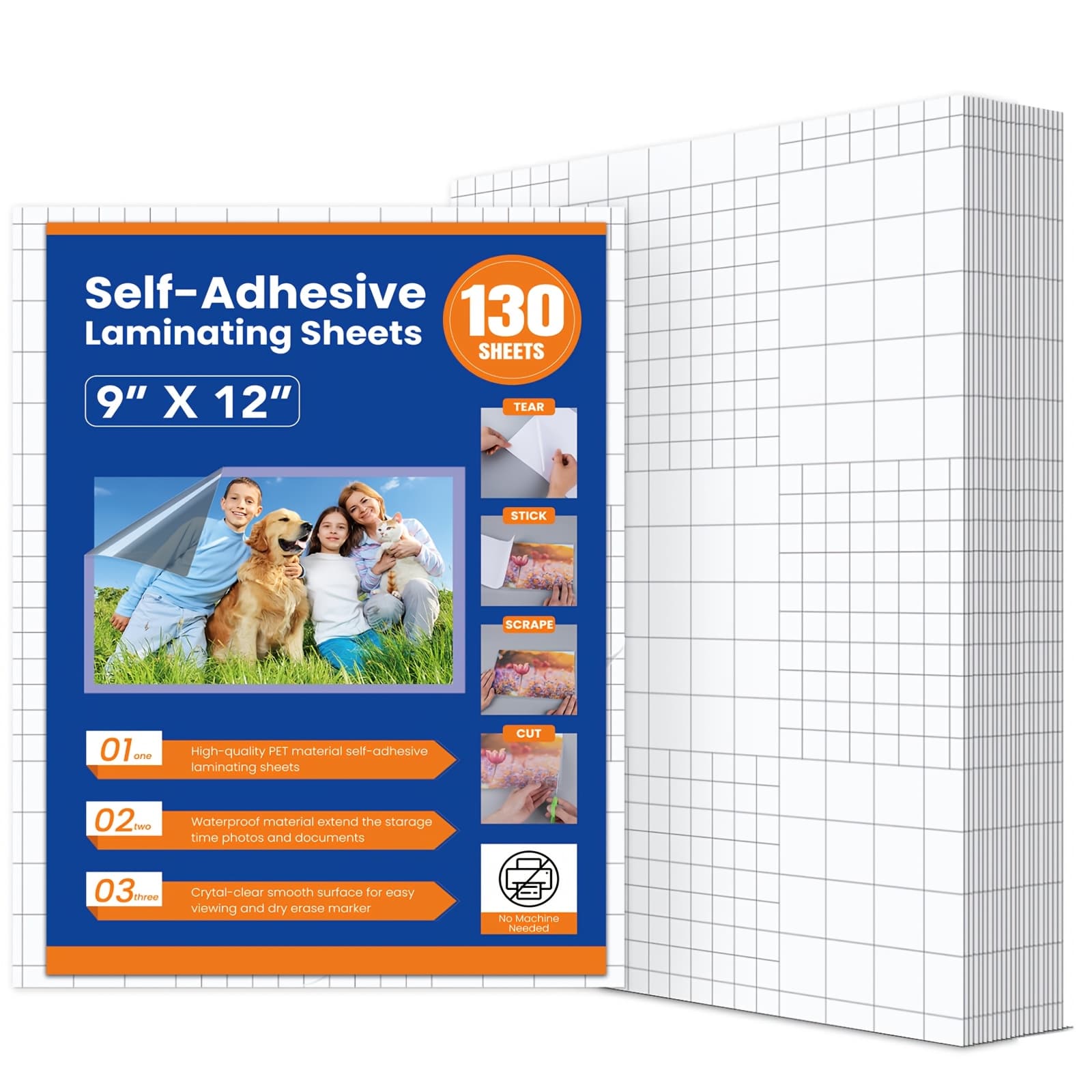 TEMU 130pcs Self Adhesive Laminating Sheets, 9 X 12 Inch, Clear Sticker Laminate Sheets Waterproof For Documents, Photos, Needed Heatless Durable