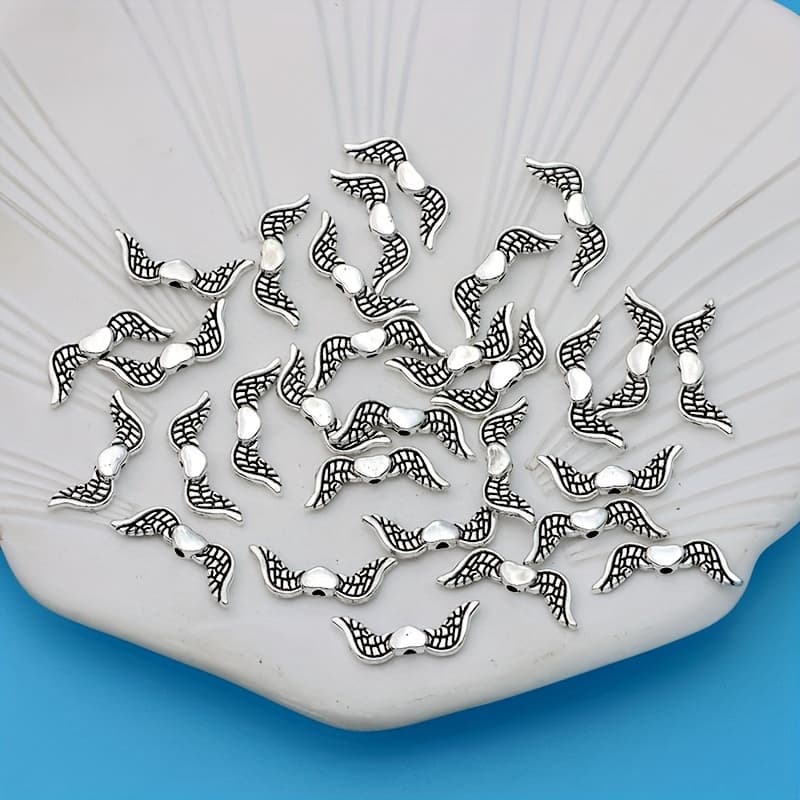 TEMU 30pcs Love Spacer Bead Love Beads Charms Antique Silvery Plated Small Business Supplies Alloy Plated Love Charms Making Necklace/earrings Pendant For