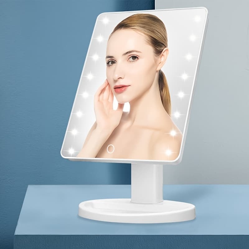 TEMU Lighted Vanity Makeup Mirror 16 Led Lights, 180 Degree Rotation Lighted Mirror, Touch Screen Adjusted Brightness Desk Mirror, Usb Dual Supply Bathroom Beauty Cosmetic Mirror