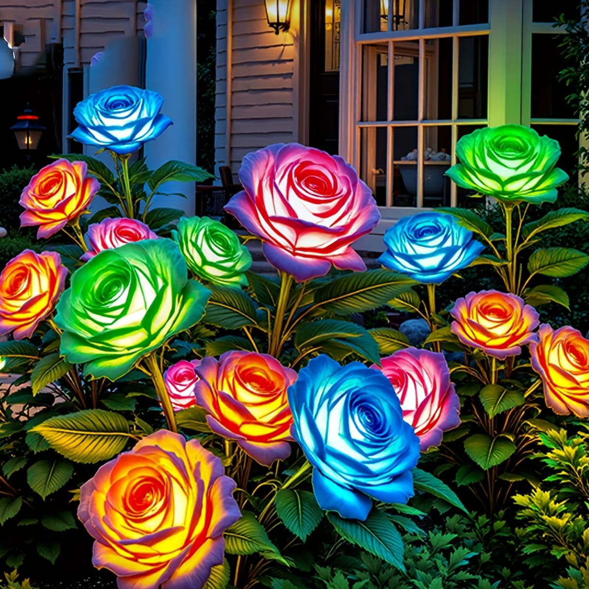 TEMU Solar Lights Outdoor Solar Garden Lights Solar Flower Lights Outdoor 7-color Lights For Garden Yard Pathway Patio Grave Cemetery Decoration 1/2/4/6pack 2025 New