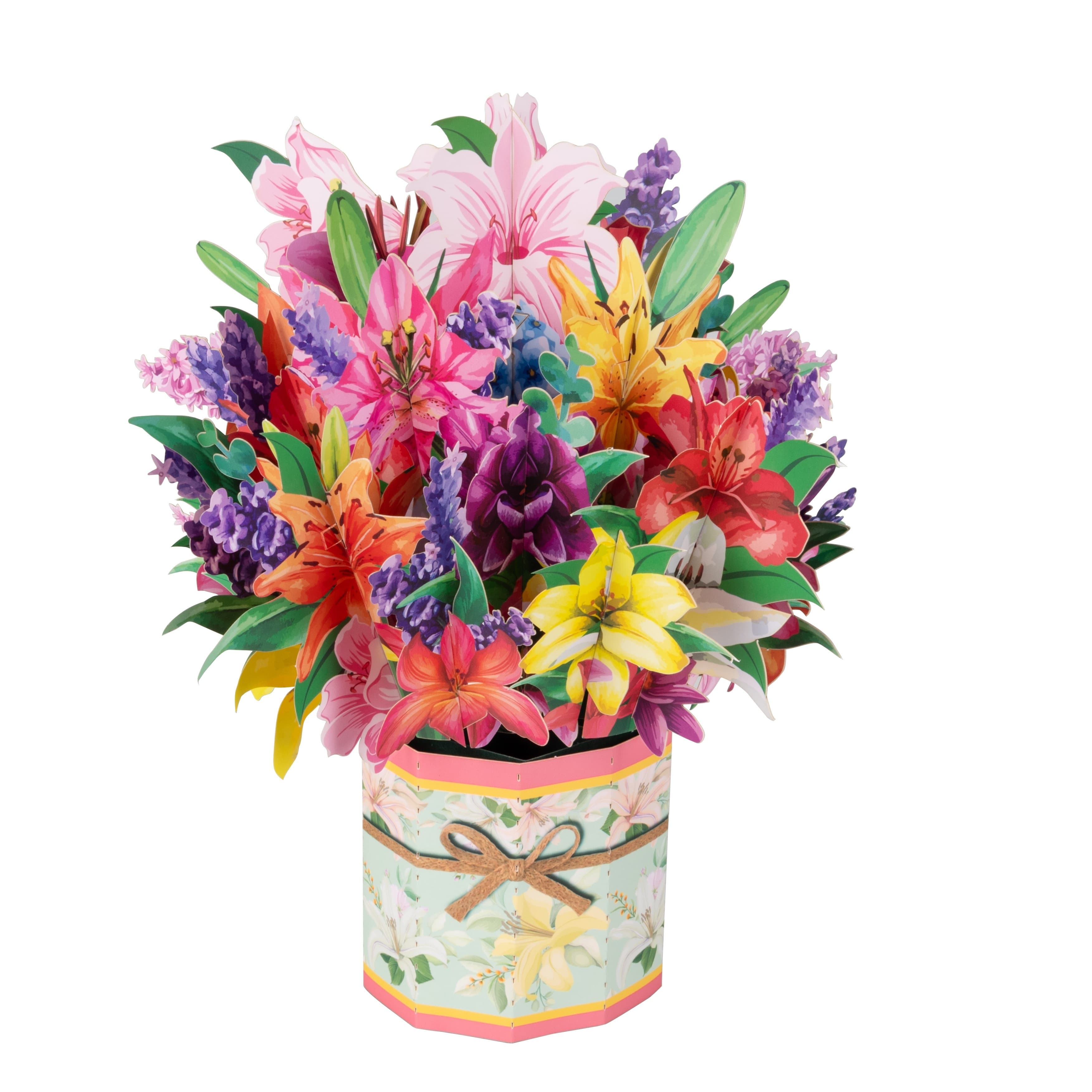 TEMU 1pc, Pop Up Lily Flower Bouquet Greeting Cards Pop-up 3d Popup Birthday Cards With Note Card And Envelope For Thanksgiving Anniversary, Valentine's Day Gift