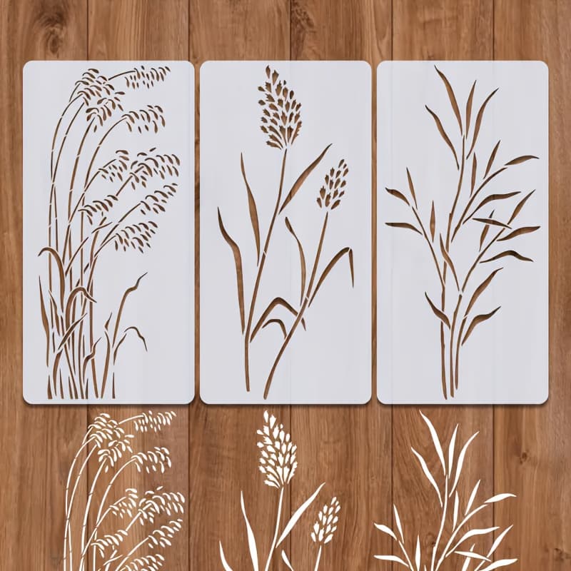 TEMU 3pcs 7.9"x15.8" Large Stencils - Reusable Spring Floral And Field Plant Templates For Walls, Floors, Fences, Wood, Canvas, Fabric, Furniture, Garden Decor