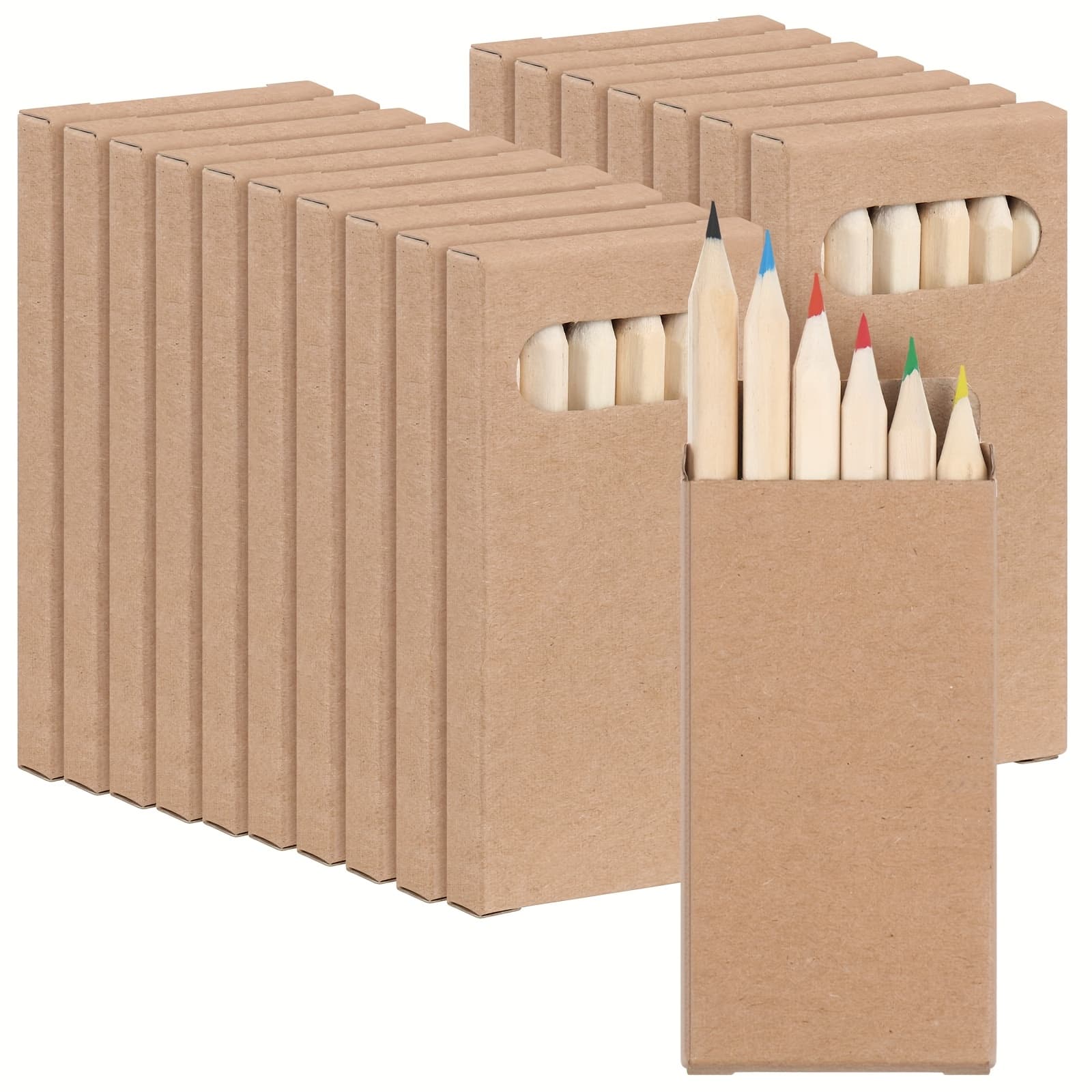 TEMU Bulk Set Of 50 Packs Of 3.5-inch Mini Colored Pencils In Boxes, Perfect For Gifts, Drawing, Birthday Goodie Bags, And Party Favors, With 6 Pencils In Each Pack