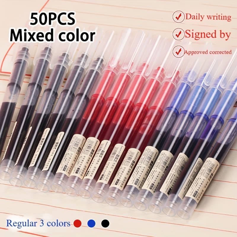 TEMU 20pcs - 50pcs Of Neutral Pens, With 0.5mm Writing Tip. The Pen Bodies Are Small And Portable, Suitable For Occasions Such As Schools, Offices, And Home.