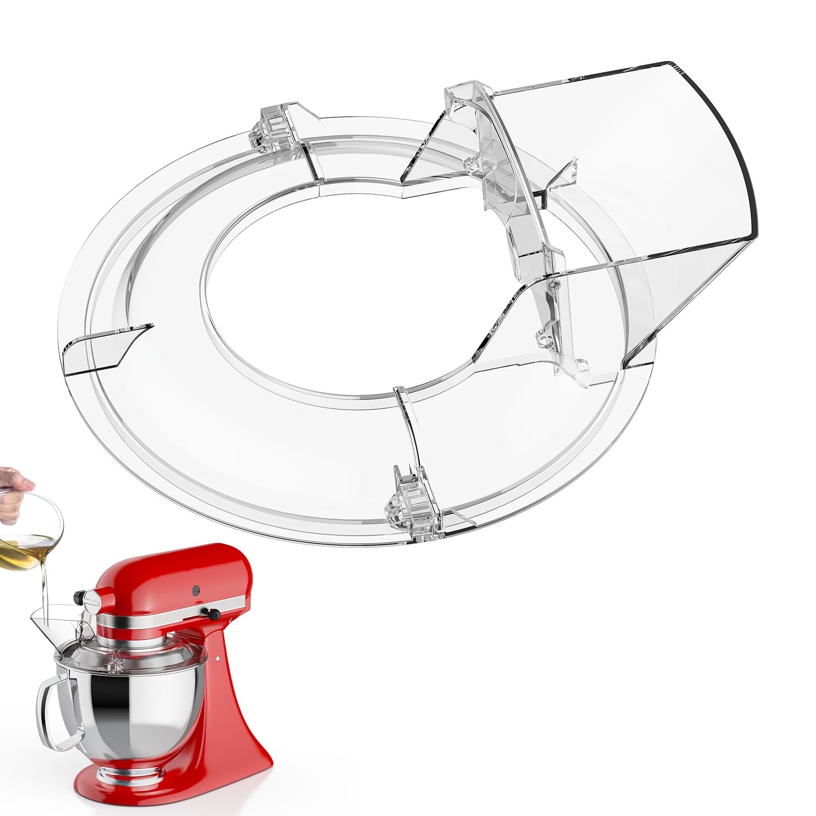 TEMU Accessory, Detachable Mixer Shield With Lid, Fits 4.5-5 Qt Tilt-head Models