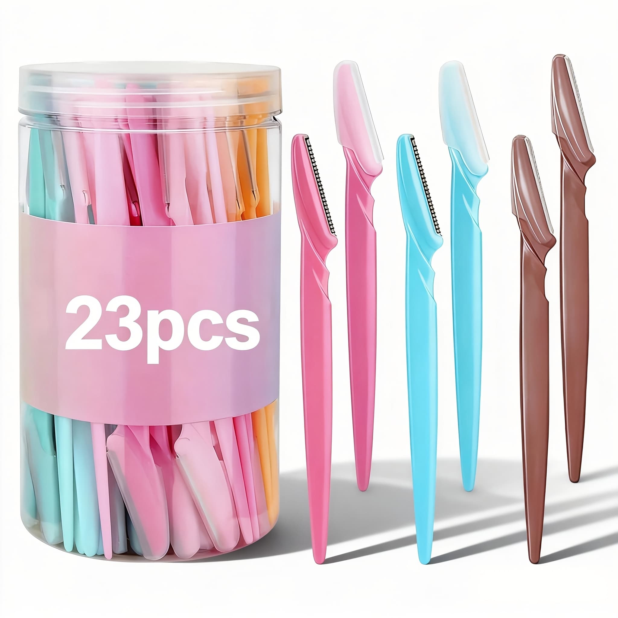 TEMU 23pcs Stainless Steel Eyebrow Trimmer, Multi-functional Facial & Body Hair Remover Tool With Protective , Safe For Beginners, Portable Personal Grooming Kit
