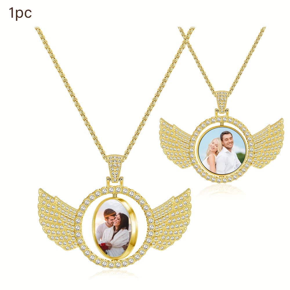 TEMU Customized Necklaces, Customized Rotating Necklaces, Customized Photos, 360° Rotation, Suitable Gifts For , , Father's Day Gifts, And Christmas Gifts
