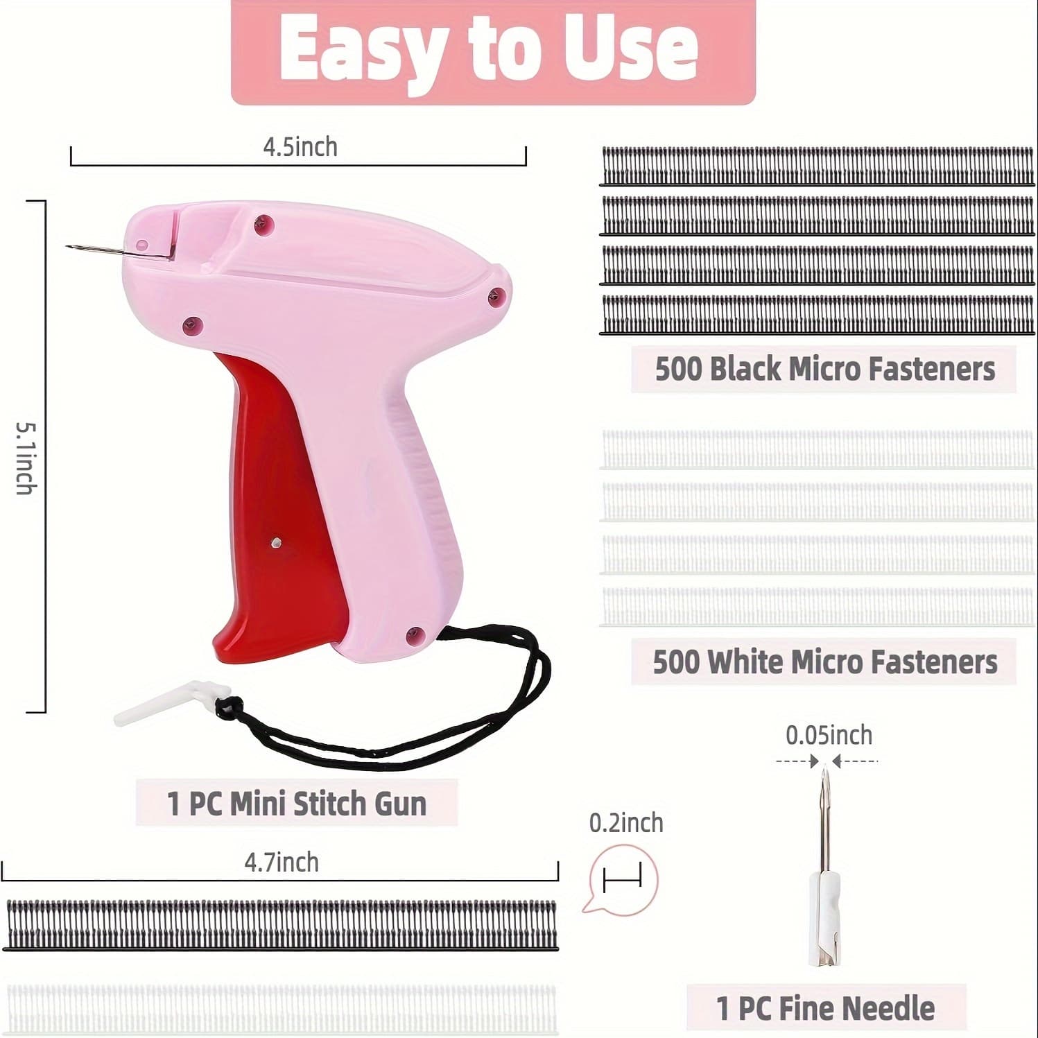 TEMU Instant Fix Micro Stitch Gun - Portable Clothing Repair Tool Forquickhemming, Quilt & Tagging - Durable Sewing Gunwith1000pcs Plastic Needles For Effortless, Versatile Garmentfixes