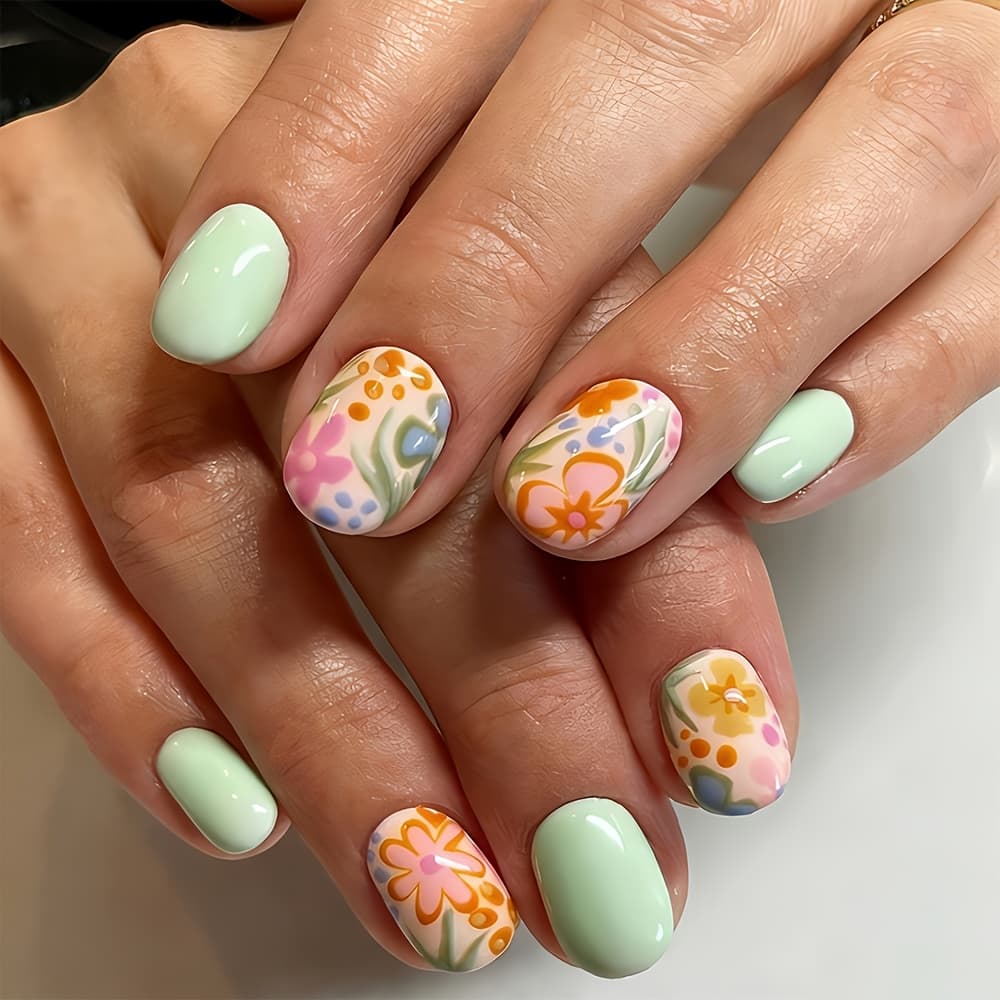 TEMU Enhance Your Charm With 24 Short Square Press-on Nails Featuring And Colorful Mint Green , Perfect For Women For Daily Wear, Dates, Parties, And Occasions