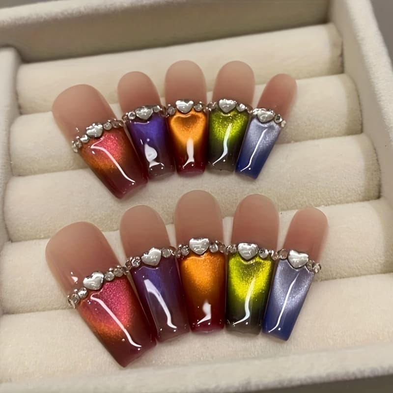 TEMU 10pcs Pure Handmade Luxury Dopamine Gradient Cat 3d Pure Handmade Wearable Armor, Suitable For Daily Wear