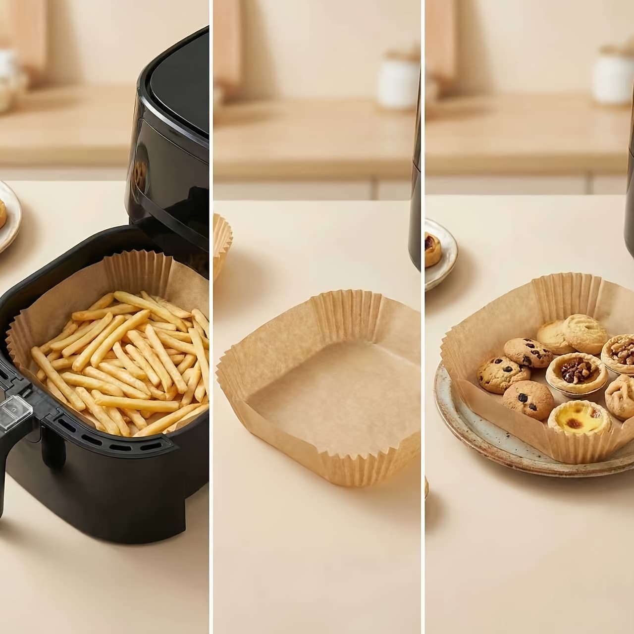 TEMU 110pcs Square Air Fryer Linersdisposable, Oil-proof, Perfect For Airfryer, Oven, Baking, Roastin