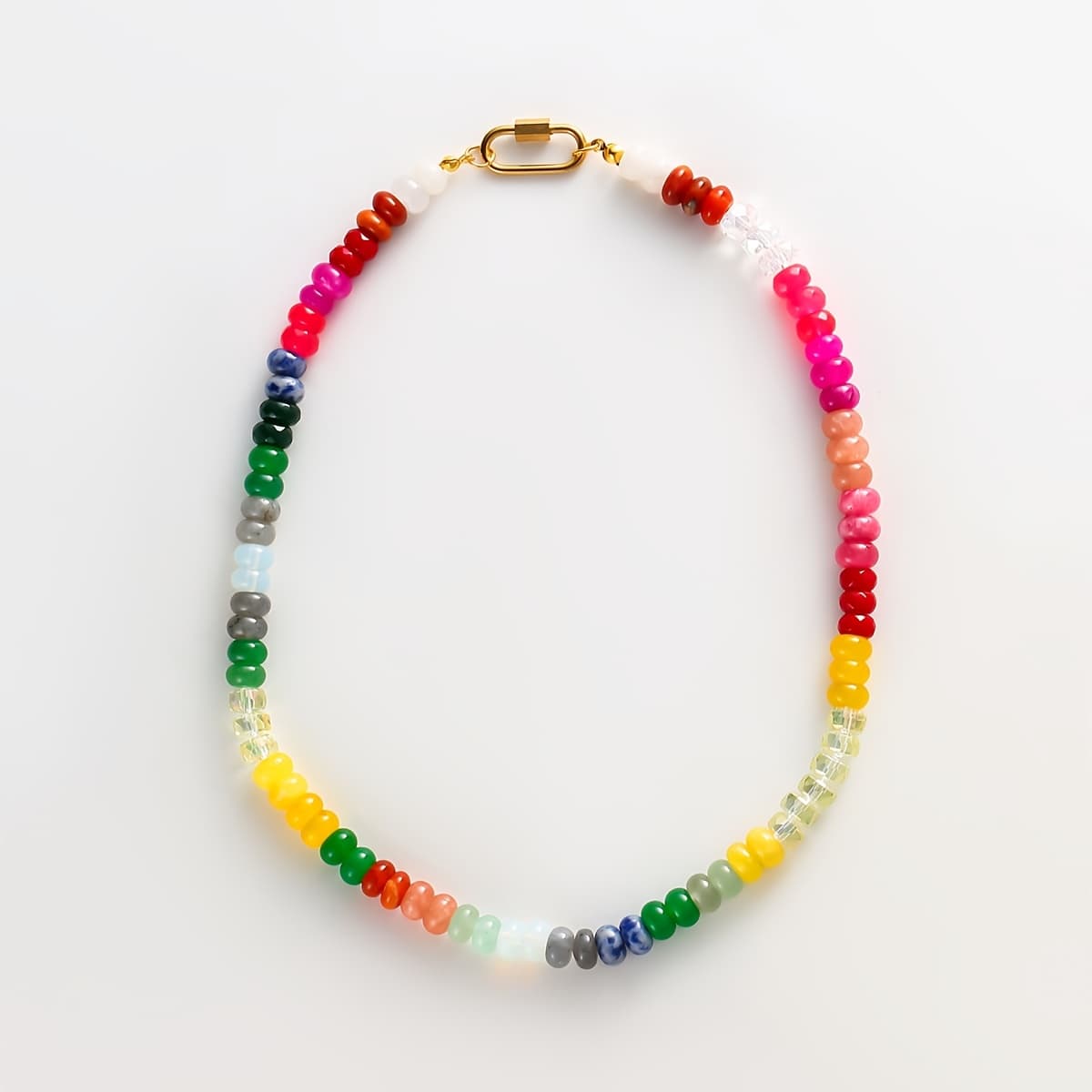 TEMU Bohemian Rainbow-colored Natural Stone Collarbone Necklace, Multicolored Beaded Necklace, Suitable For Women's And Beach Trips
