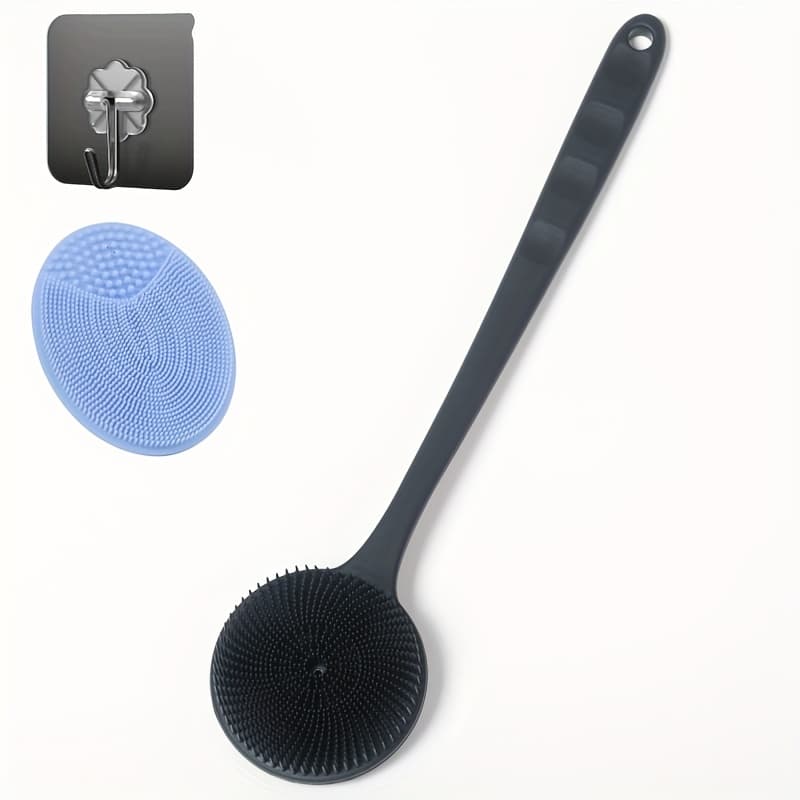 TEMU 15" Extra-long Back Scrubber- Dual-sided Exfoliating Brush Back & Blackheads, Quick- Antibacterial Design W/ergonomic Grip