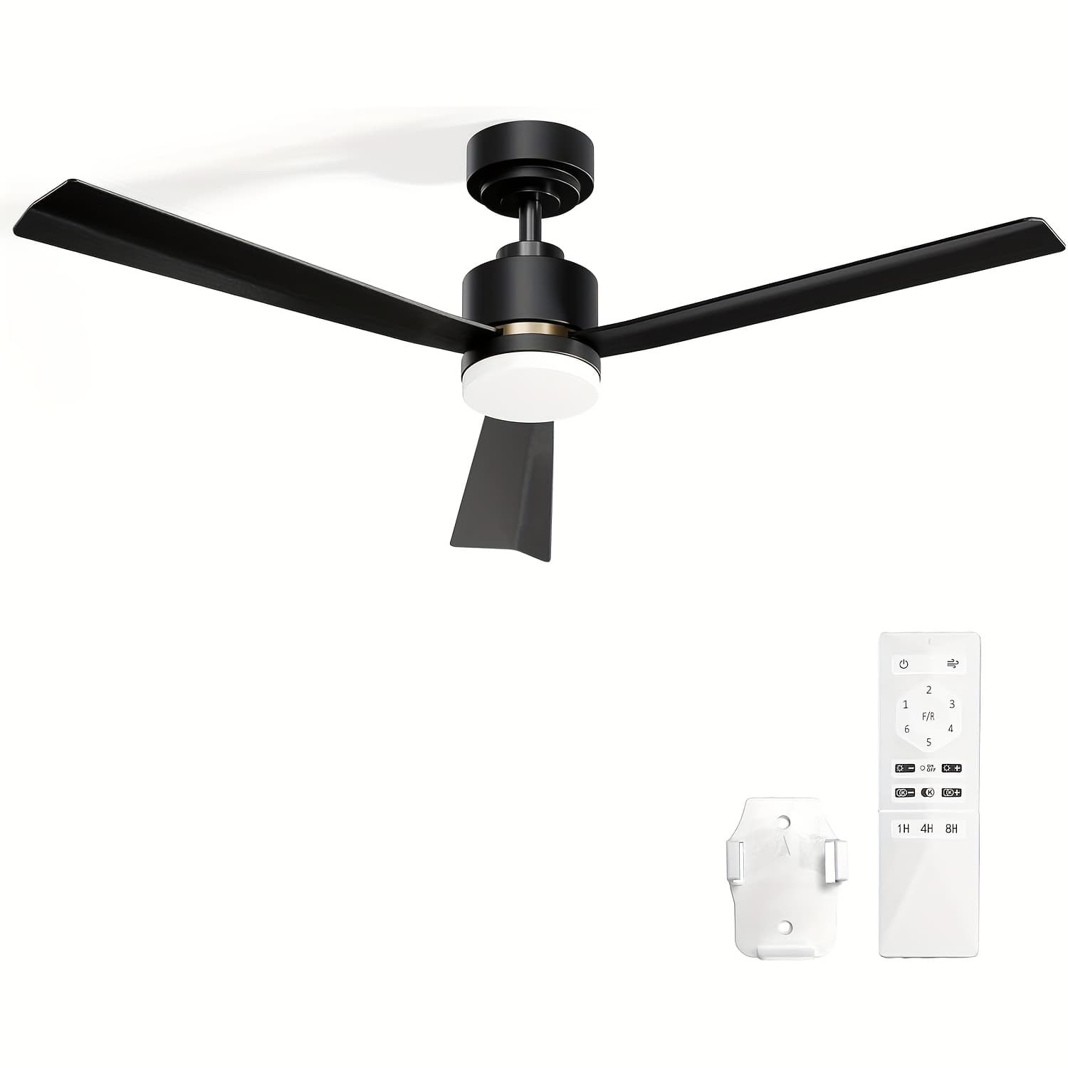 TEMU 60 Inch Ceiling Fans With Lights, Large Indoor Ceiling Fan With Remote Control, Flush Mount, Reversible, Dimmable, Quiet, Black Ceiling Fan For Indoor Outdoor Use, Black