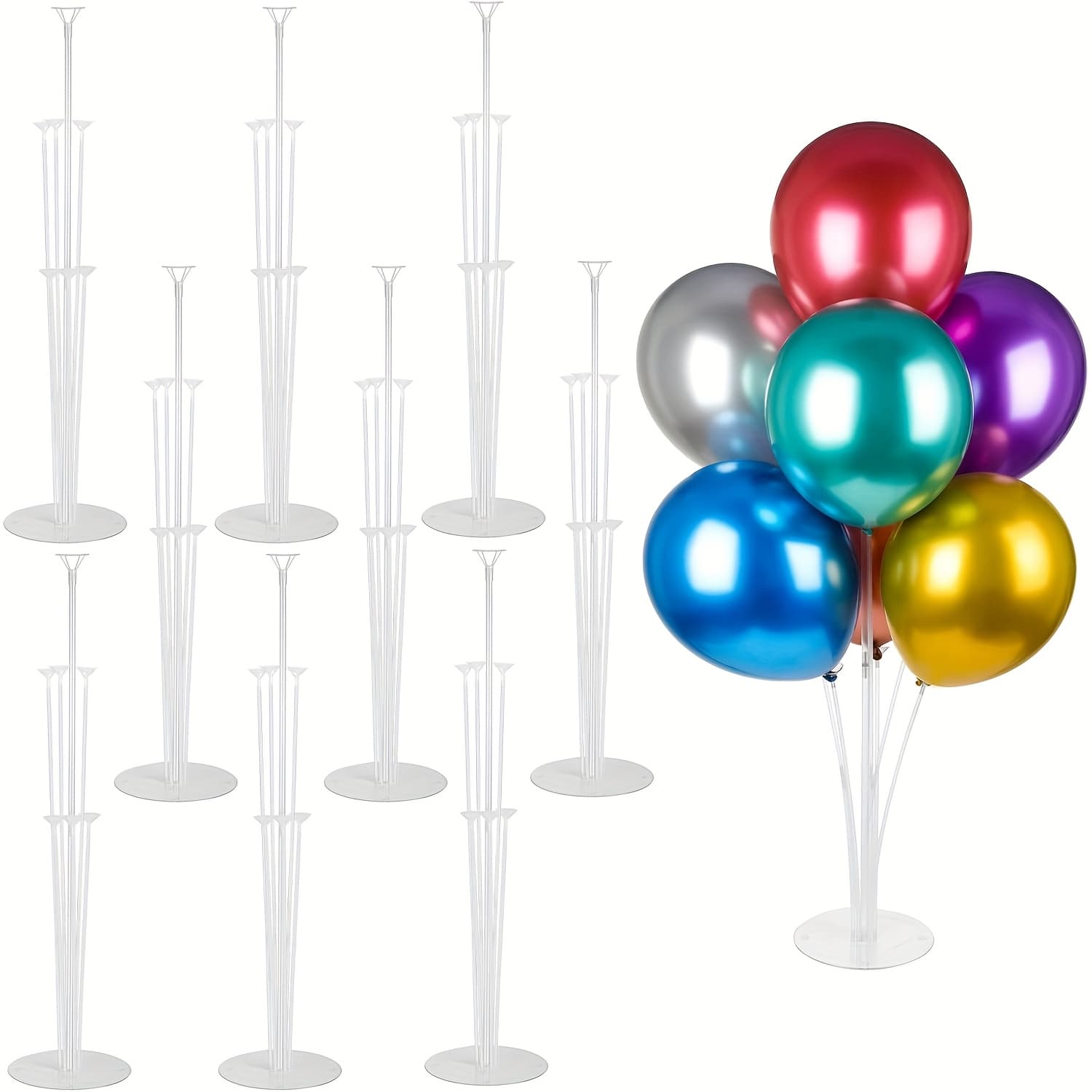 TEMU 9 Sets Balloons Stand Kits, Balloon Sticks Holder With Base For Table Graduation Birthday Baby Shower Gender Reveal Party Decorations, High-quality