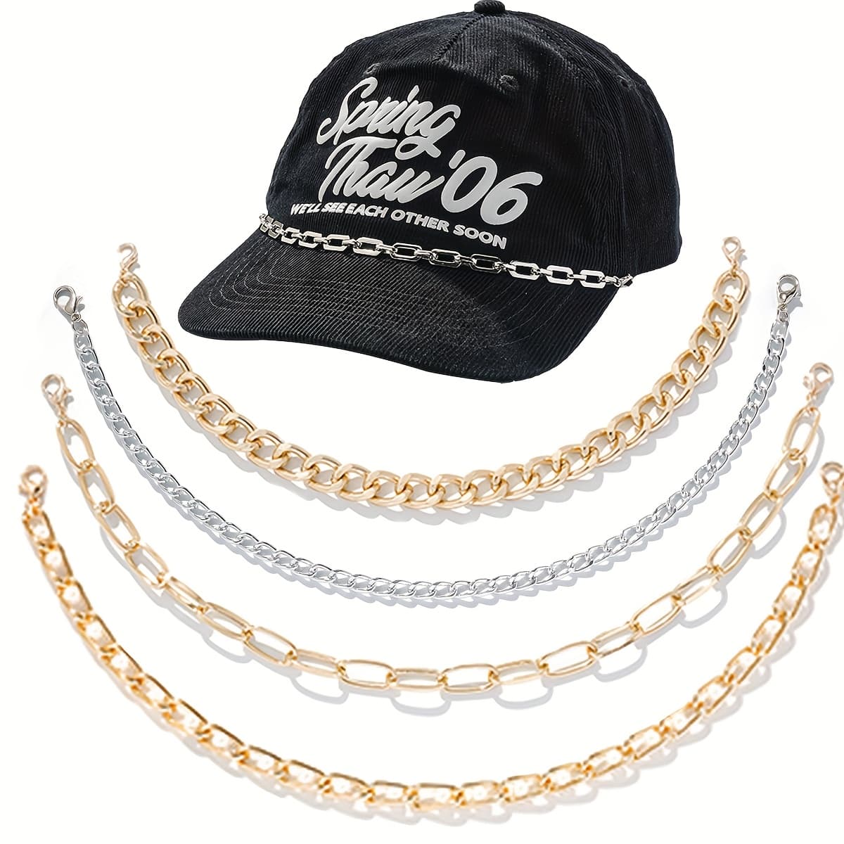 TEMU Multi-piece Detachable Hat Chains Suitable For Daily Wear & Gift - Bohemian & Elegant Turquoise,, Flat Snake & Chrysanthemum Chains, Unisex For , Wear For Christmas Gifts, Hat