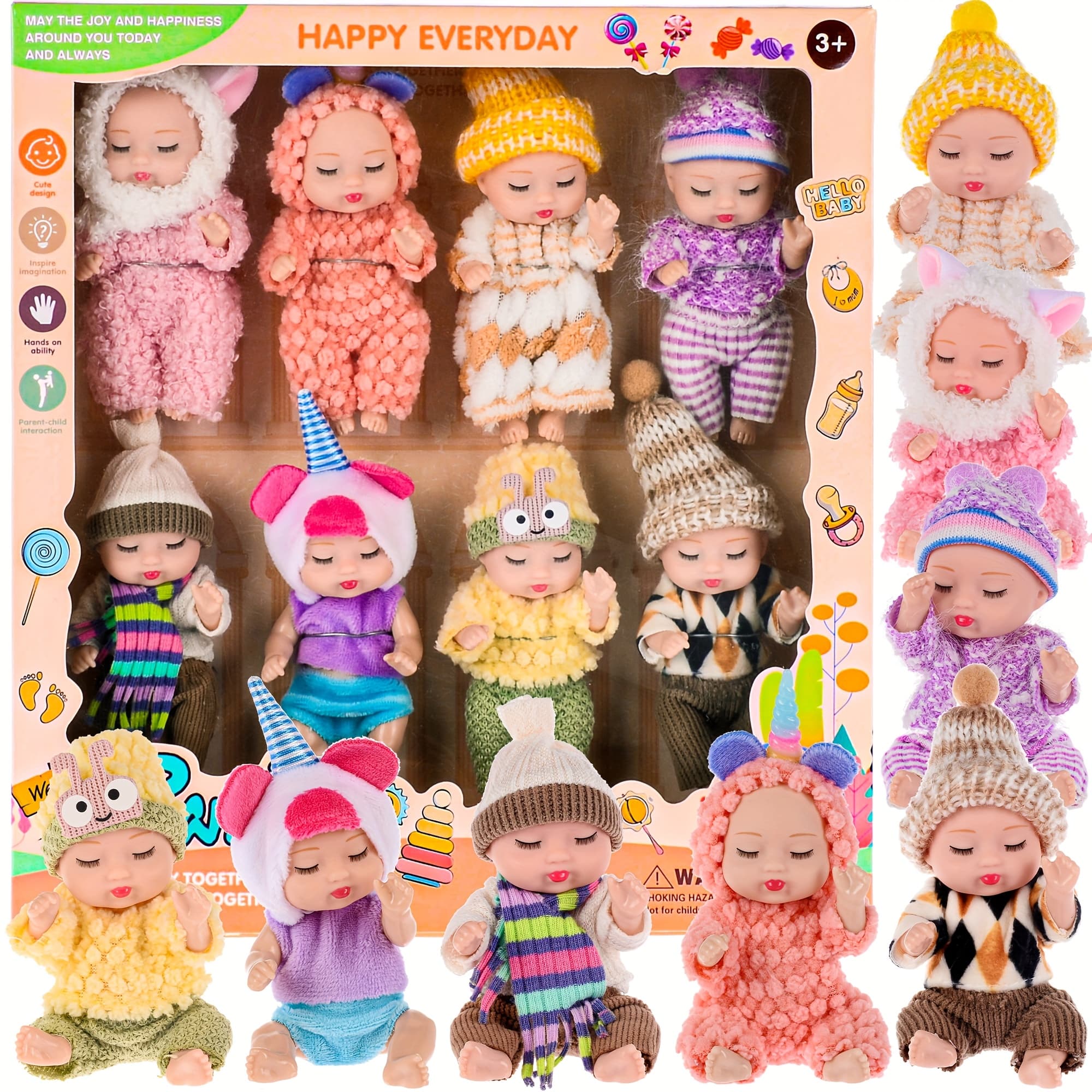 TEMU 8 Pack Mini Baby Dolls - 4 Inch Lifelike Baby Dolls For Girls, New Year's Gift, Christmas Gift For Girls 3-6, 6-12
