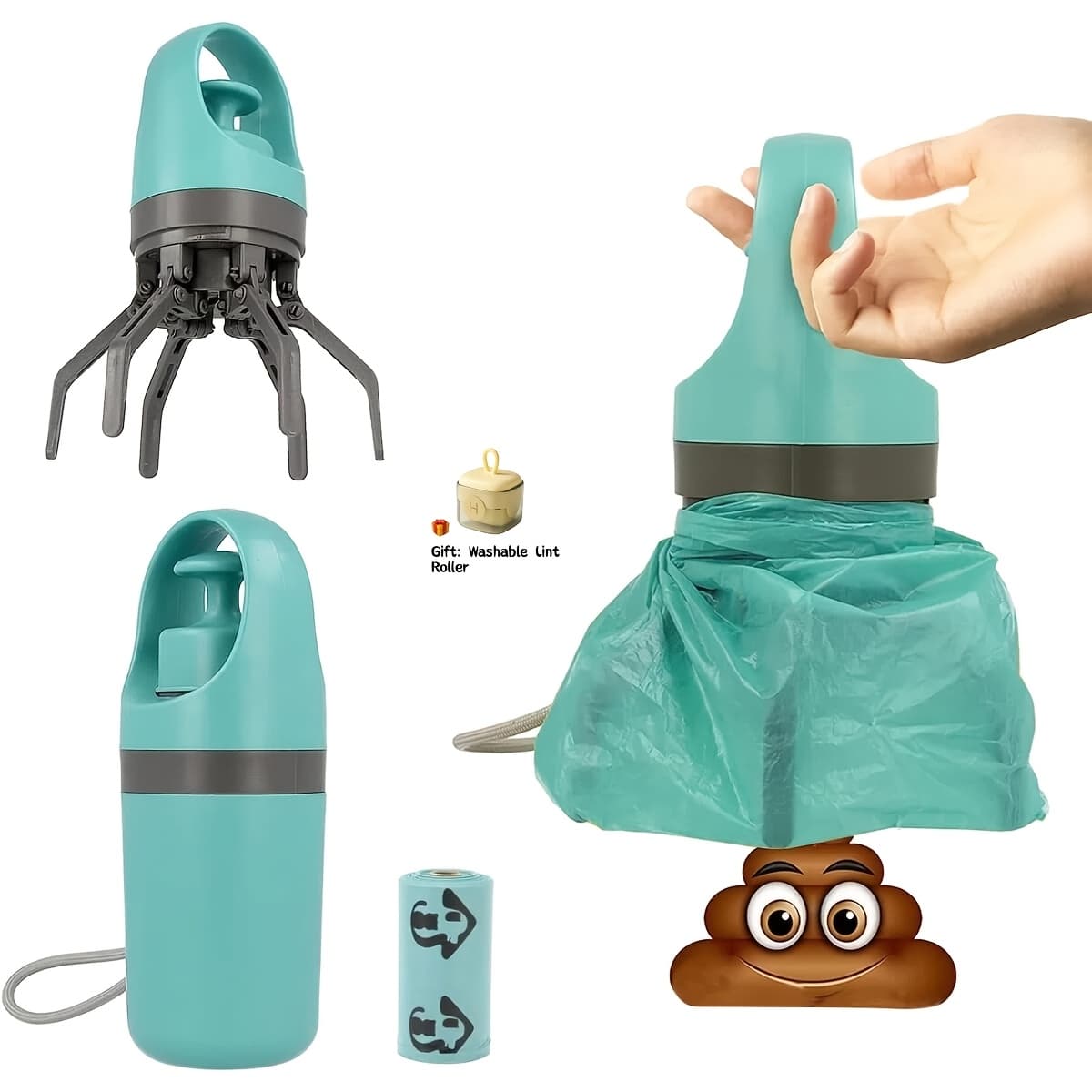 TEMU Portable Dog Pooper Scooper With 15pcs Bag Attachment & Leak-proof Waste Container - Poop Suitable For Small, Medium, Large Dogs, For, For Park, For -dog Waste