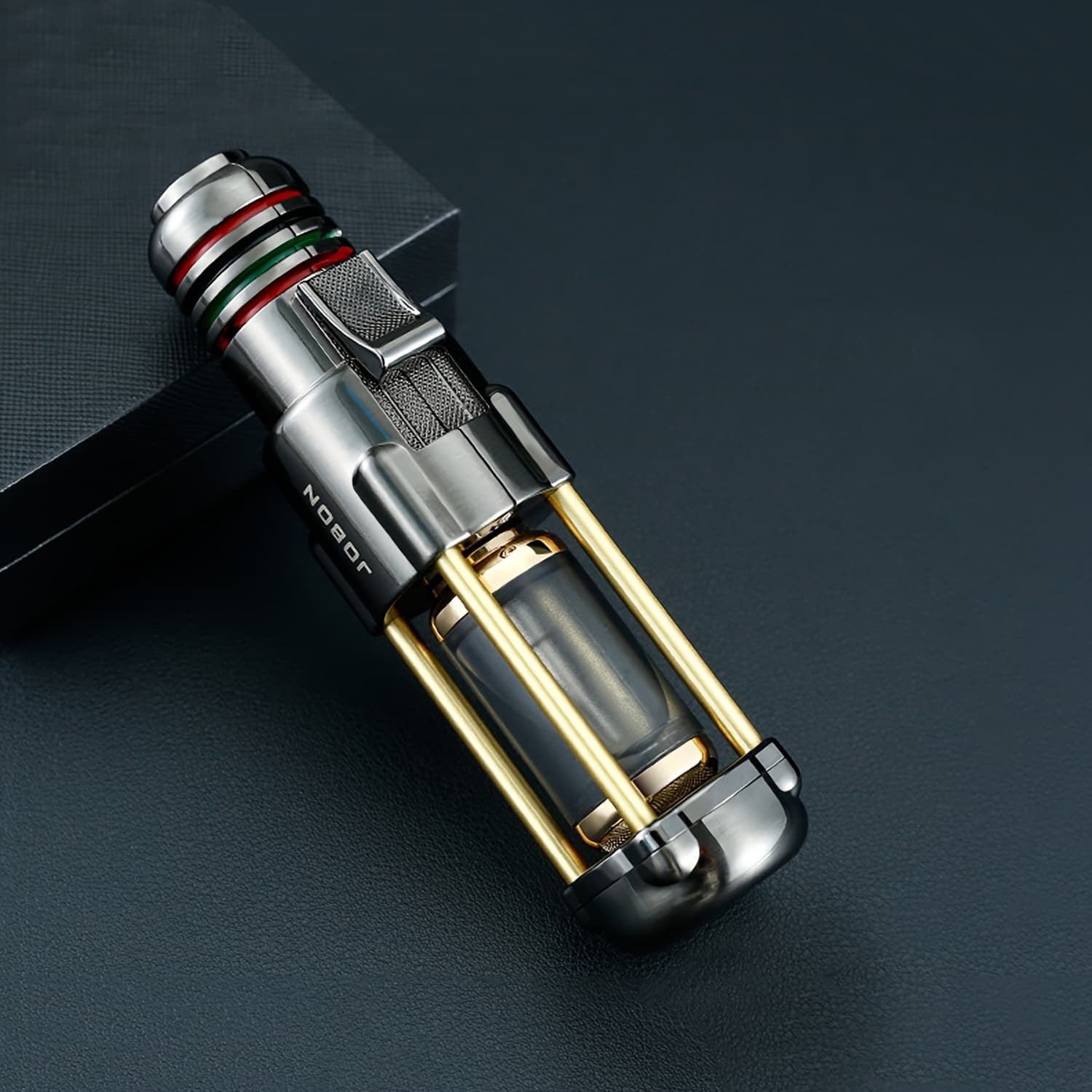 TEMU (no Fuel Included) Metal Lighter, Luxurious Upgraded Rocket Design Polished Windproof Refillable Fuel Jet Adjustable Blue Flame Lighter With Tank, Made Of Alloy, Easier To Use Experience