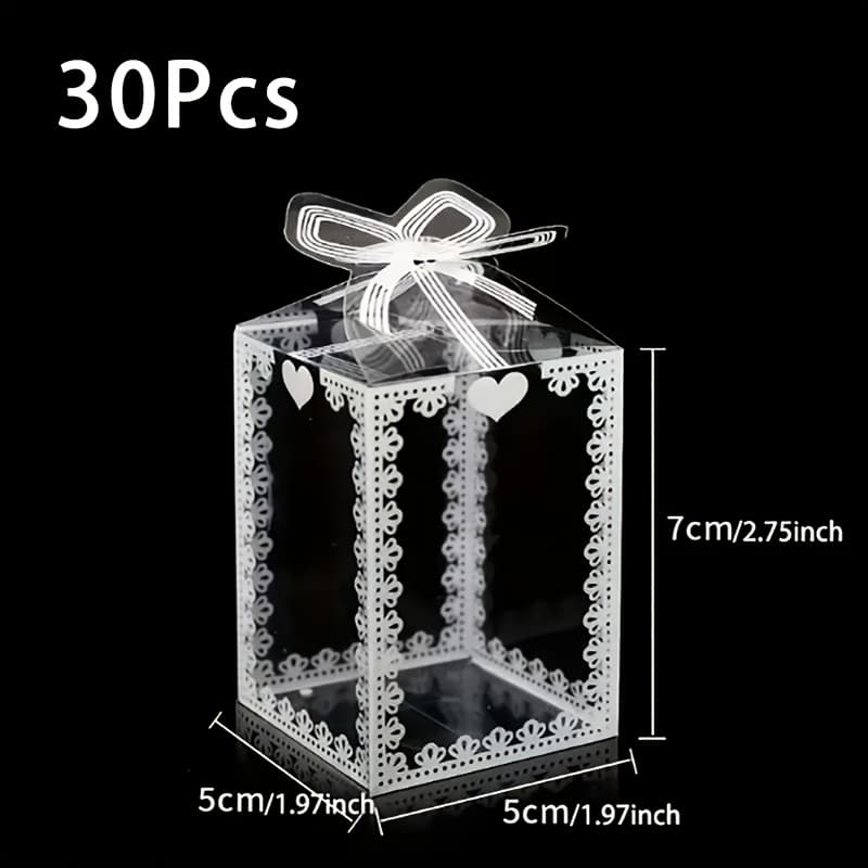 TEMU Gift For Her/him 30pcs Transparent Gift Packaging Boxes - Printed, Festive And Party Supplies - For Candles, Dolls And More - Ideal For Weddings, Small Businesses - Perfect Gift For Guests