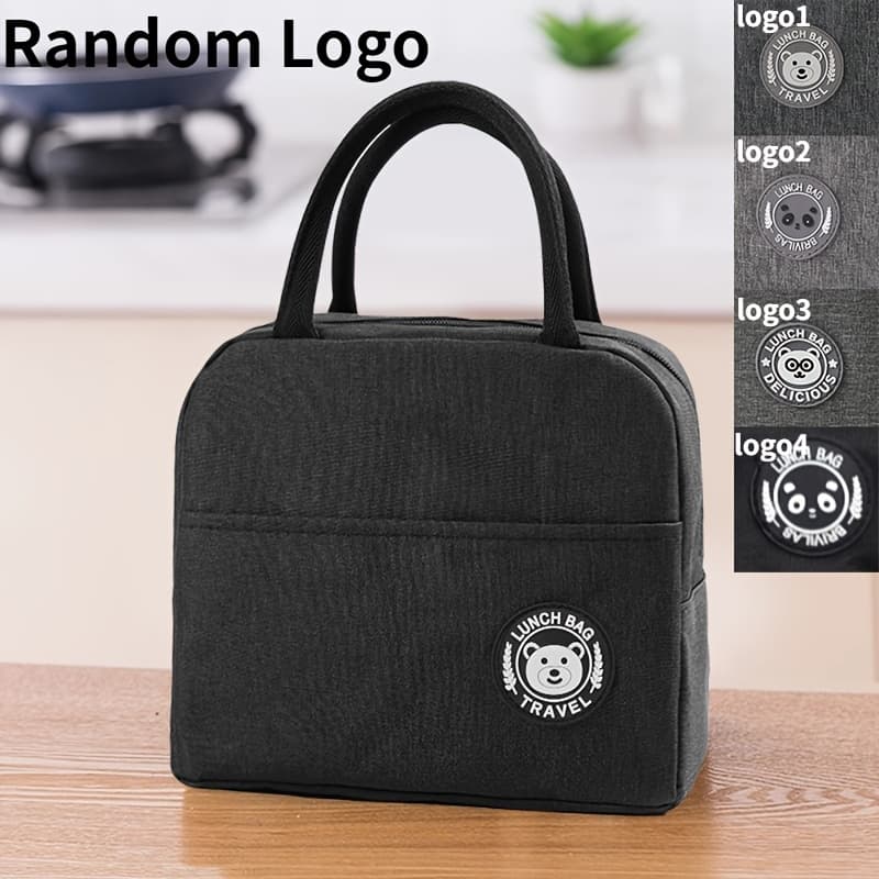 TEMU 1pc (random Logo) Handheld Lunch Bag Non-food Contact Insulated Bento Bag For Student Office Worker Camping Meal Bag Thickened Storage