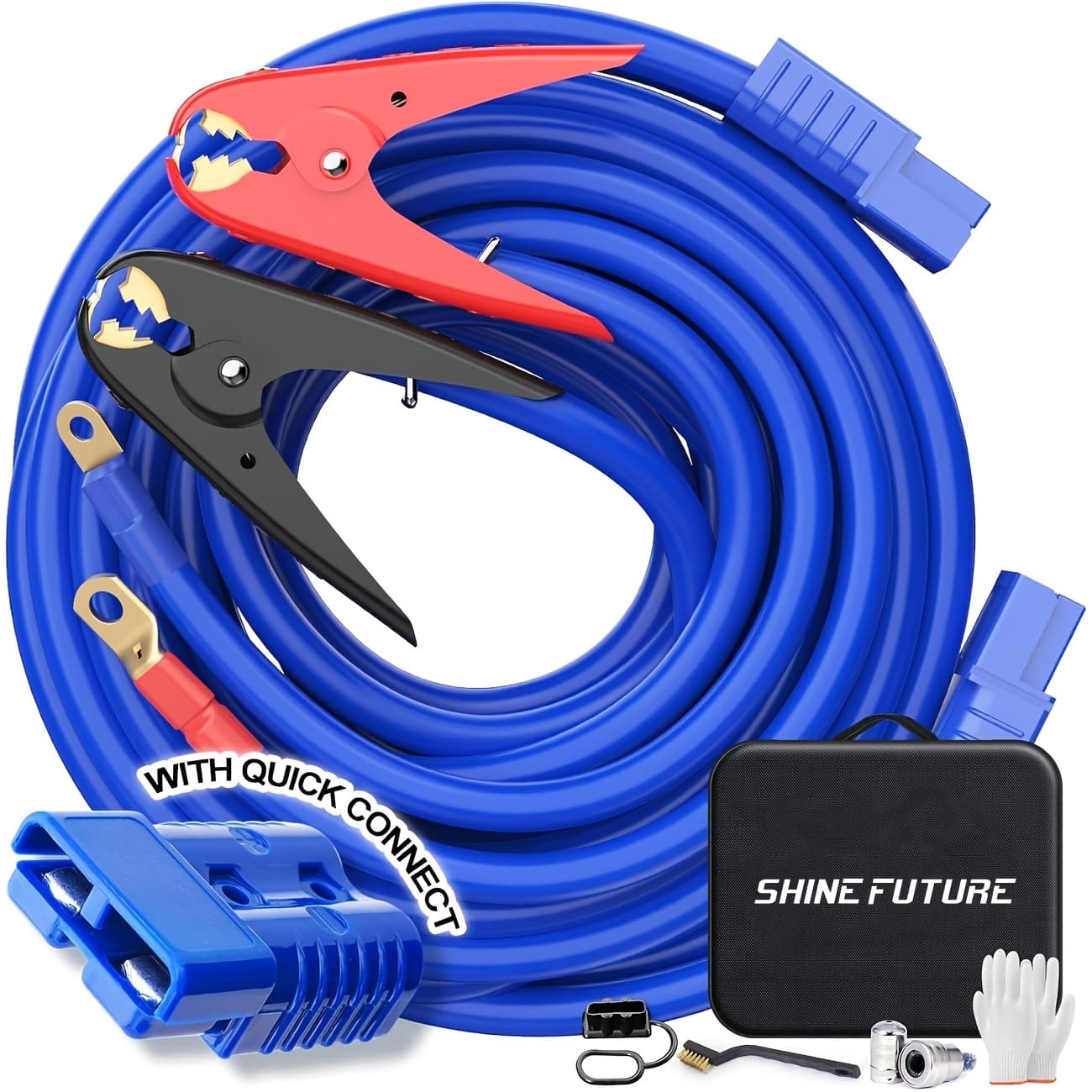 TEMU Jumper Cables, 1 Gauge 30 Feet Booster Cables, Heavy Duty Automotive Quick Cables For Car, Suv And Trucks With Carry Bag, Without Battery