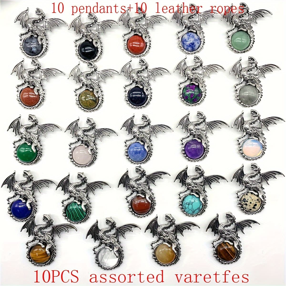 TEMU 10pcs Set Of Random Natural Stone Pendants For Making, Suitable For Daily Wear And Holiday Gifting
