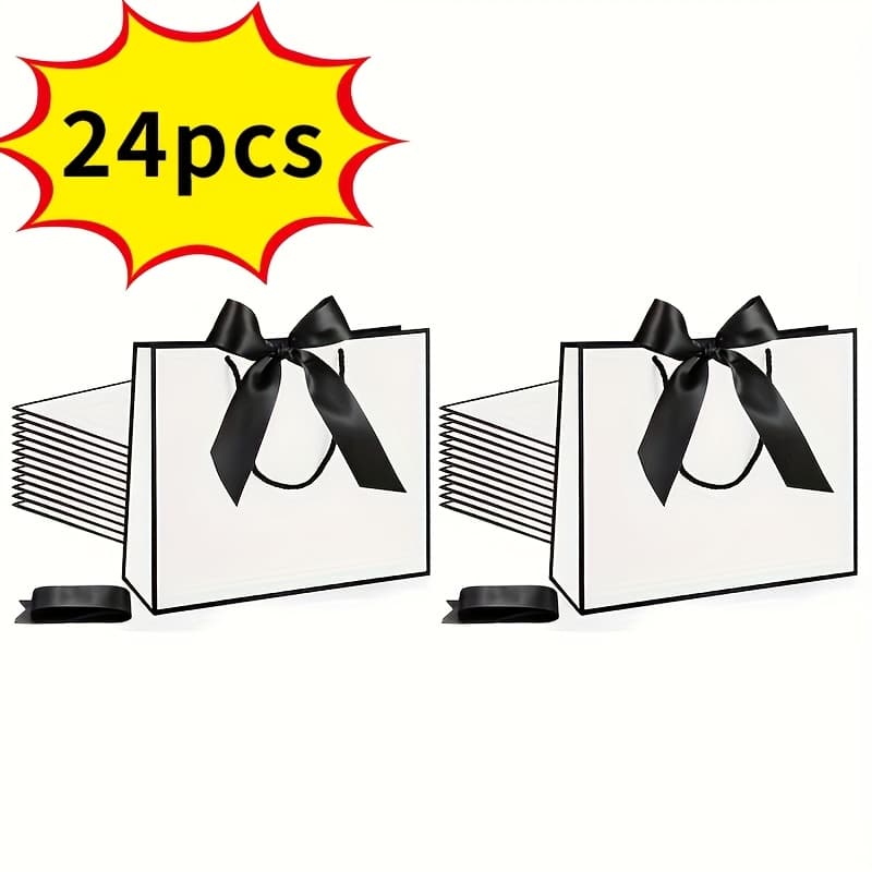 TEMU Halloween 12/24/36pcs Thank You Gift Bags With Pull Handle 11.8x10x4 Inch Elegant Gift Bags With Ribbon Wedding Bridesmaid Autumn Party Baby Shower Birthday Housewarming Gifts