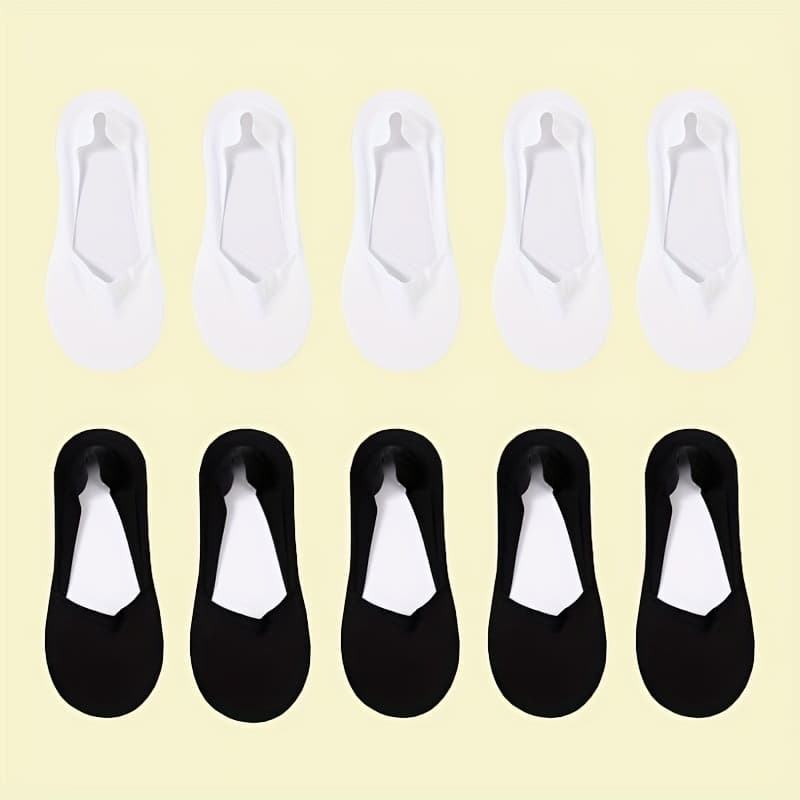 TEMU 10 Pairs Of For Spring And Summer, Boat Socks In Black And White, Light Mouth Socks Are Very Comfortable And Cool, Looking Beautiful And Sexy