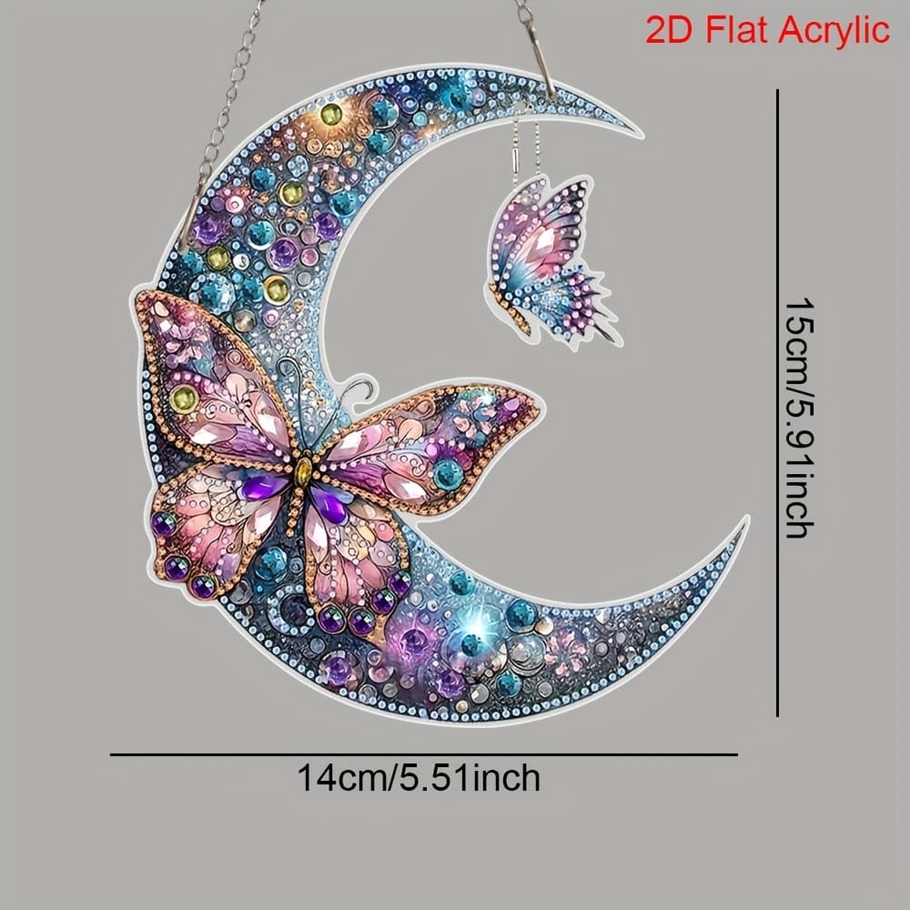 TEMU Acrylic 2d Flat Design, 5d Diamond Painting Set, Moon Diamond Mosaic Art Pendant, Uniquely Shaped Crystal, Perfect For Acrylic Mosaic Projects, Ideal For Decorating For Home Walls Or Desktops