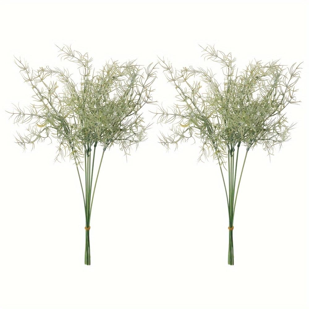 TEMU 12pcs Rosemary Plants, 13.4 Inch, Artificial Plants Flower Plants Green Shrubs Artificial Plastic Flowers Outdoor Farmhouse Garden Porch Patio Indoor Wedding Decoration