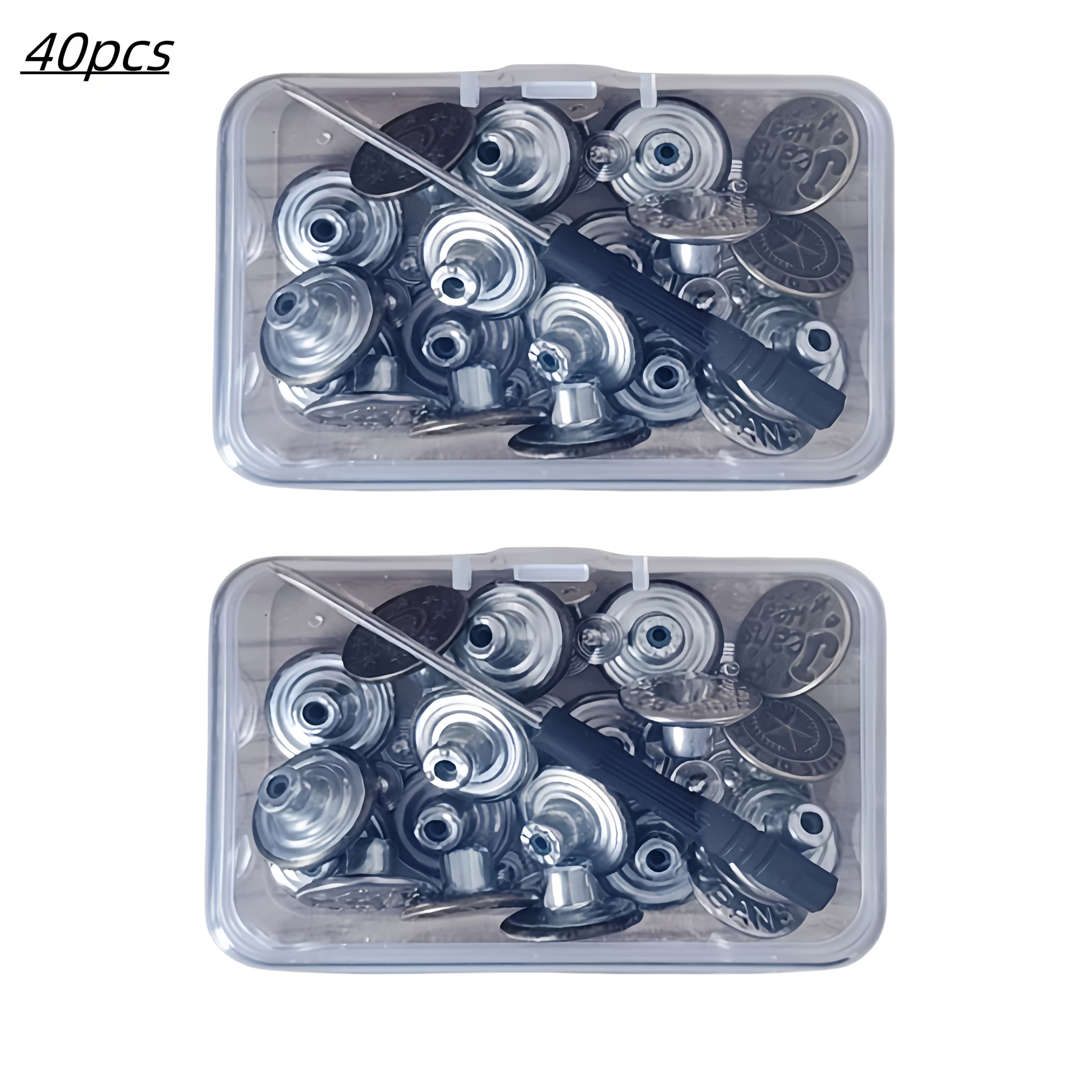 TEMU 40pcs Adjustable Seamless Buttons, Bronze And Silvery - Plus Screwdriver And Box, For Jeans Denim Belt Tightener Garment Repair And Button Repairreplacement Accessories, Buttons Tool For Jeans