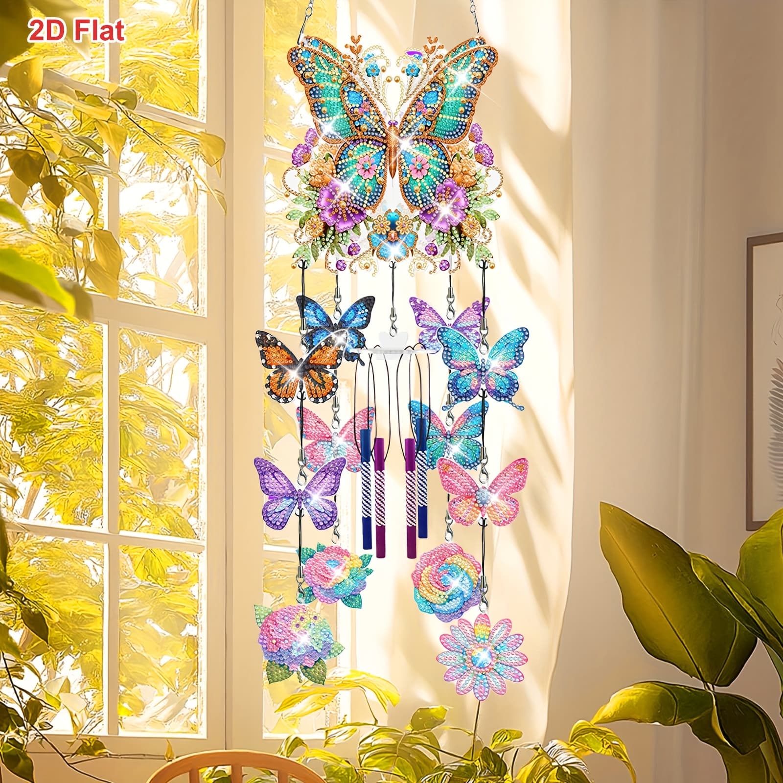 TEMU Diy Diamond Painting Wind Chimes, Rotating Wind Chime Diy Kit, For Home , Home Hanging Decoration, Perfect Gift For Handmade Enthusiasts