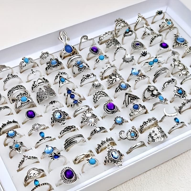 TEMU 30pcs Bohemian Turquoise - Sparkling Suitable For , Vintage & Pendants, Irregular Geometric -encrusted Turquoise Stones For Casual Attire, Parties, Gifts,