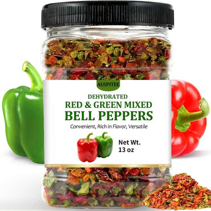 TEMU Dry Sweet Pepper Mixture, 13 Ounces, Natural Dehydrated Red And Green Sweet Pepper Slices, Perfect Lamian Noodles, Vegetable Soup, Stew, Noodles, Outdoor Camping Seasoning