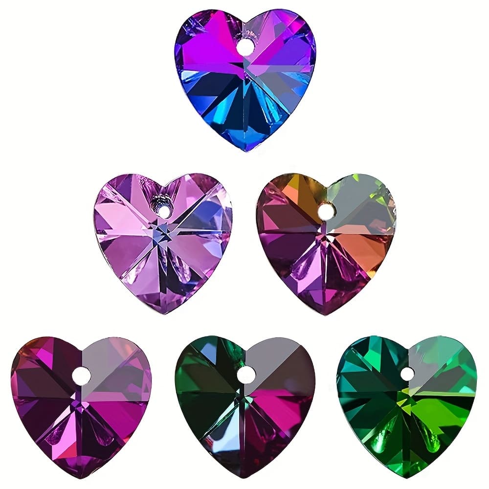 TEMU 30pcs 10mm Heart-shaped Love-shaped Base Plated Multicolor Single Hole Pendant Bead Jewelry Beads Jewelry Additions Earrings Necklace Nail Art Door Curtain Sunshine Catcher Additions