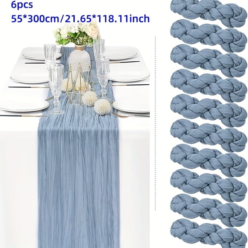 TEMU 6 Pack Beige Cheesecloth Table Runner 55*300cm Bohemian Gauze Cheese Cloth Table Runner Rustic Sheer Runner For Wedding Restaurant Decor Party Holiday Christmas Birthday Party