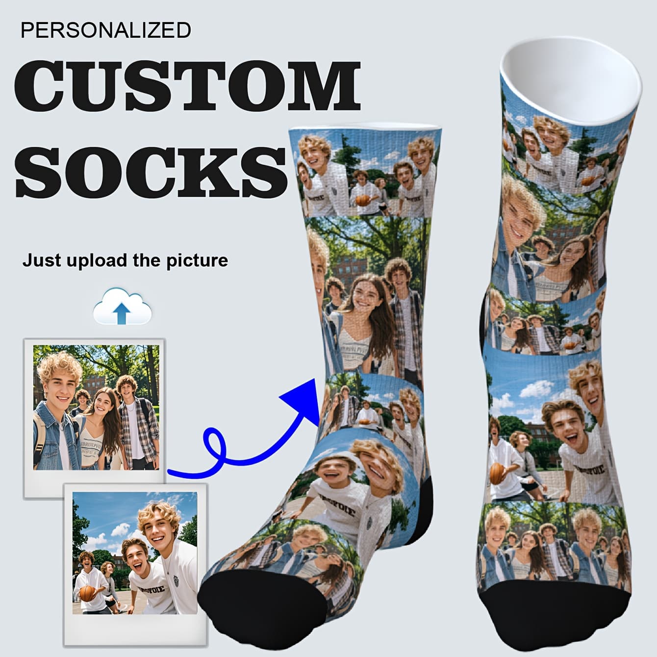 TEMU 1 Pair Of Custom Socks, Personalized Matching Socks With Stylish Photo Designs – Romantic Gift For Couples, Anniversary & Valentine's Day, Wedding Party Fun Socks Featuring