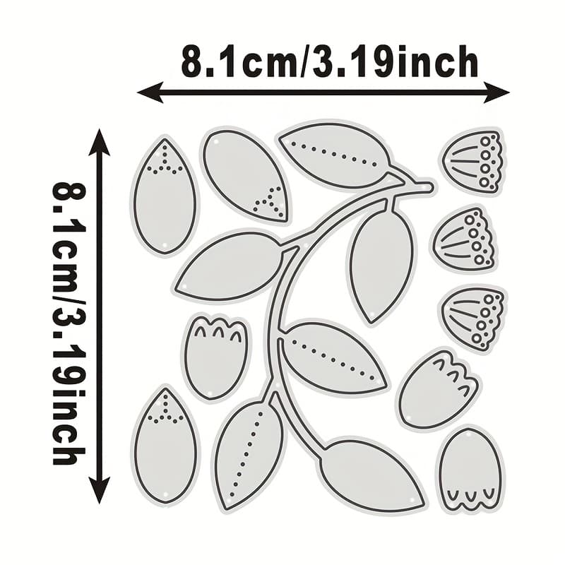 TEMU Summer-themed Nordic Branch Sweeping Craft Metal Cutting Die - Of Silvery Steel Template, Suitable For Handmade Cards And Paper Art