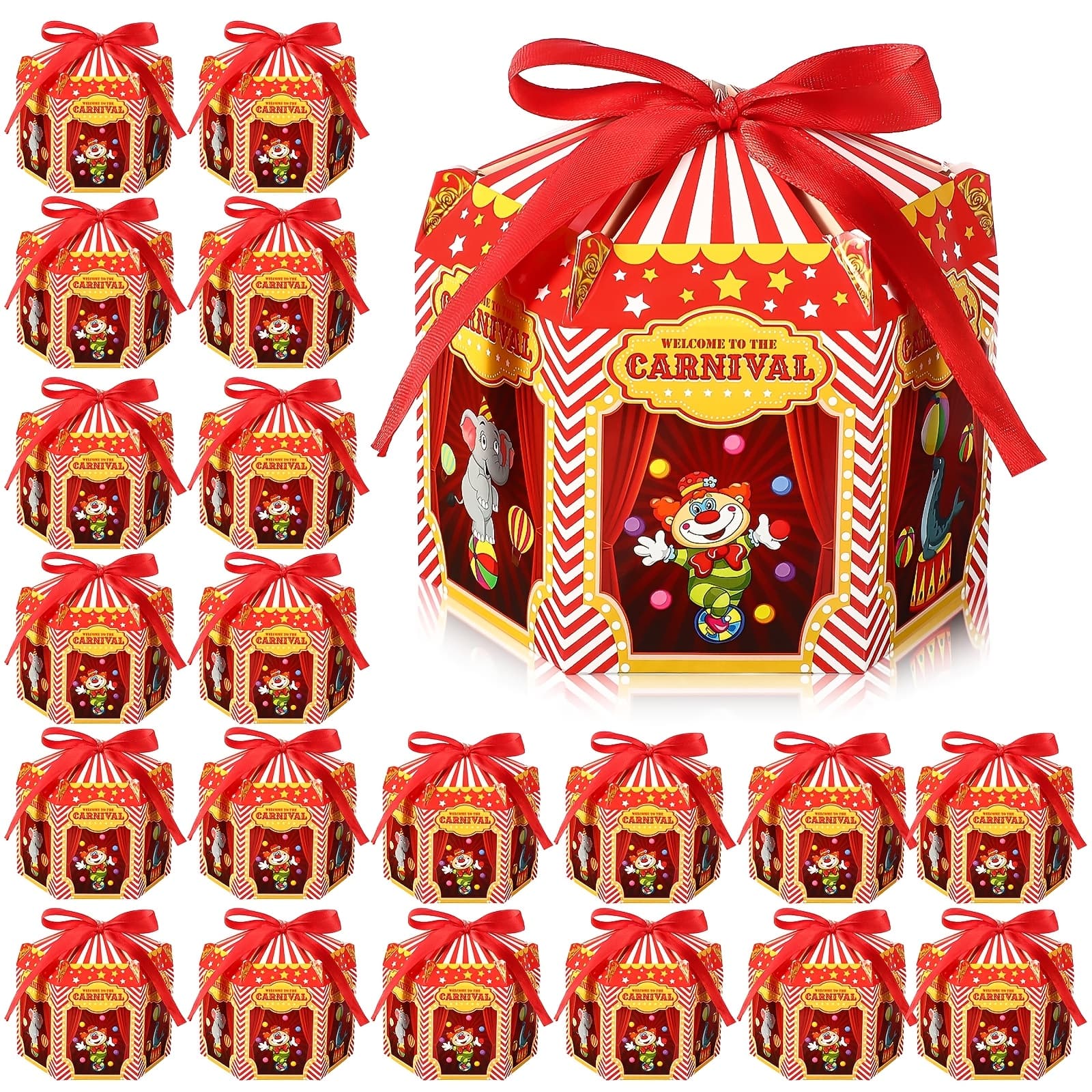 TEMU Carnival Treat Boxes Circus Cupcake Paper Candy Boxes Carnival Paper Favor Boxes Carnival Goody Gift Decorations For Carnival Theme Birthday Halloween Holiday Celebration (24pcs)